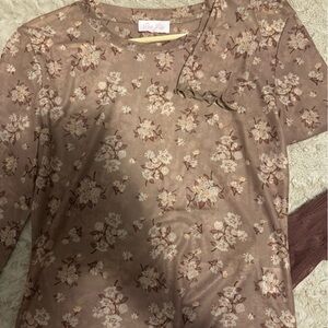 Pink Lily Floral Long Sleeve Top
